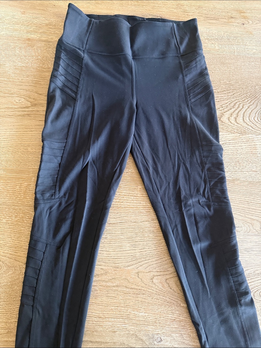 Athleta Black High-Waist Leggings with Paneled Side Detail